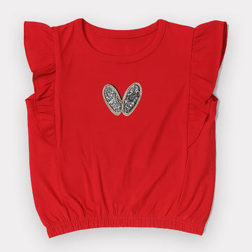 RED "HEARTS" PRINT T-SHIRT TOP FOR GIRLS